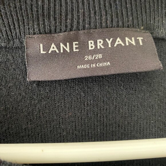 Lane Bryant Henley Knit Sweater Womens 26/28 Black Cotton Blend Long Sleeve Rela - Picture 2 of 9